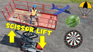 Scissor Lift Handyman Hal Construction Equipment | Drop things from a Scissor Lift