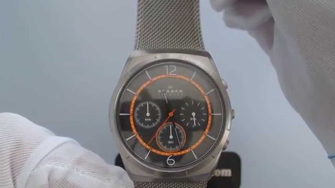 Men's Skagen Melbye Chronograph Titanium Watch SKW6135 - YouTube