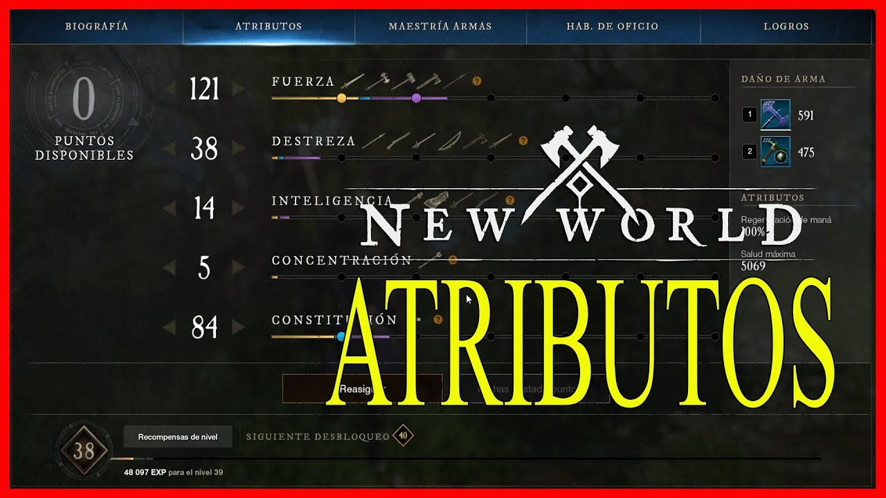 New World - GUÍA Básica de ATRIBUTOS - Puntos de nivel y como se reparten