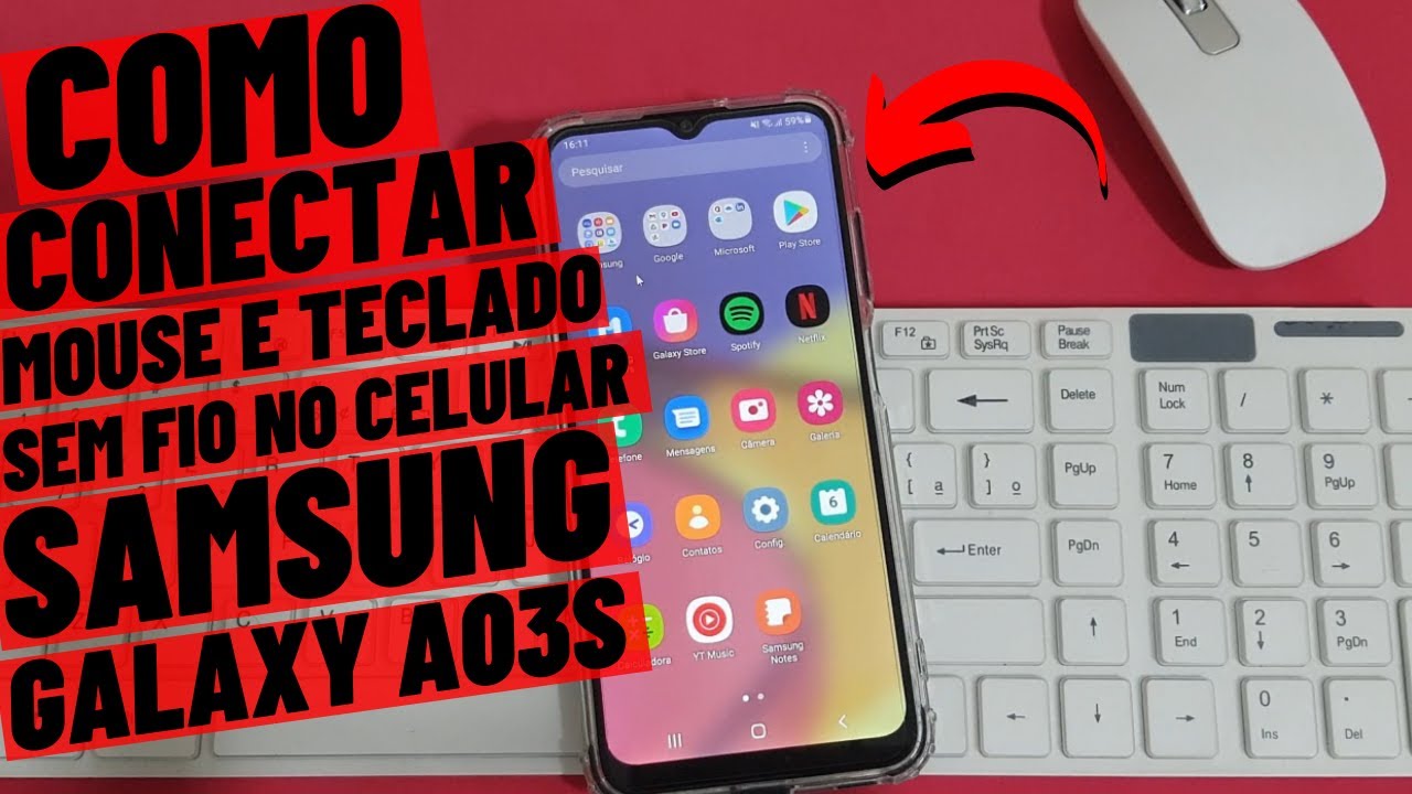 COMO CONECTAR MOUSE E TECLADO SEM FIO NO CELULAR SAMSUNG GALAXY A03S ...