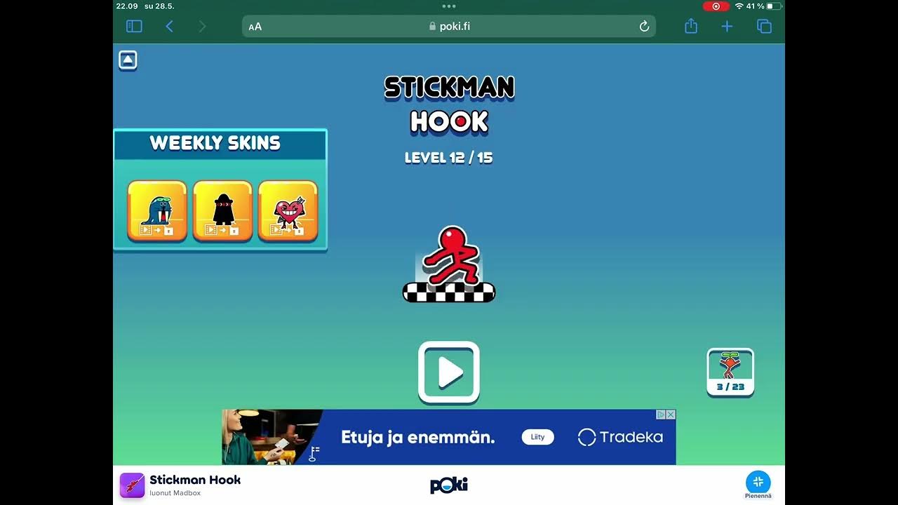 playing stickman hook on poki 