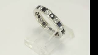 Natural Diamond Sapphire Anniversary Wedding Band Ring 1.35CTW 14K WG Sz 6.25 - 35500
