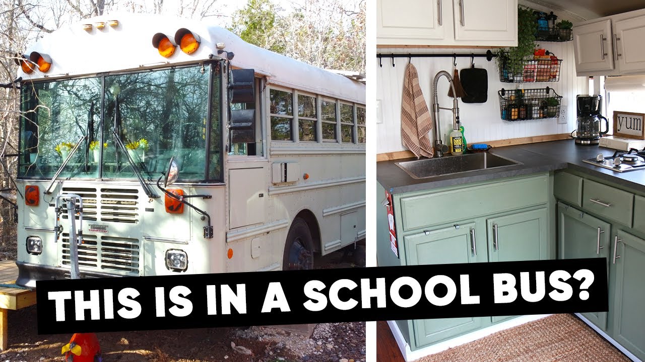 SCHOOL BUS turned TINY HOME AIRBNB FULL TOUR YouTube