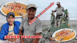 ¡Así pescamos con trasmallo en el MAR! | SUDADO de Pescado FRESCO con mi PAPÁ