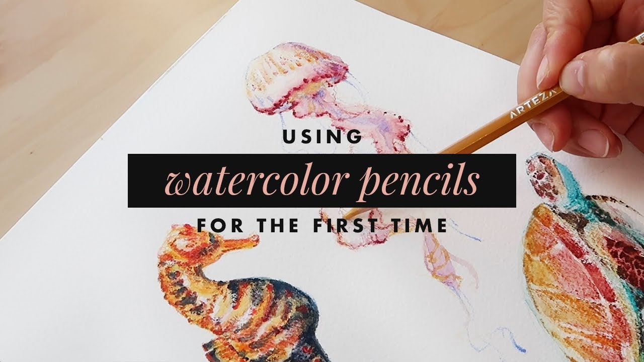 trying watercolor pencils for the first time! · draw & paint with me (ft. ARTEZA)