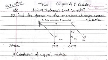Truss analysis|Applied mechanics CTEVT Diploma & BE|2081CTEVT Truss numerical solution PU TU KU PoU