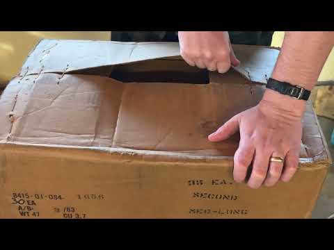 Opening an Unissued 1982 Dated Box of 30 M81 Woodland Field Blouses.