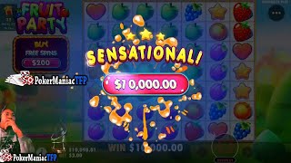 Winning $10,000 in 4 minutes!!!!!!  Christmas Came Early!!!!! FRUIT PARTY!!!! 5000x FRUIT PARTY $2