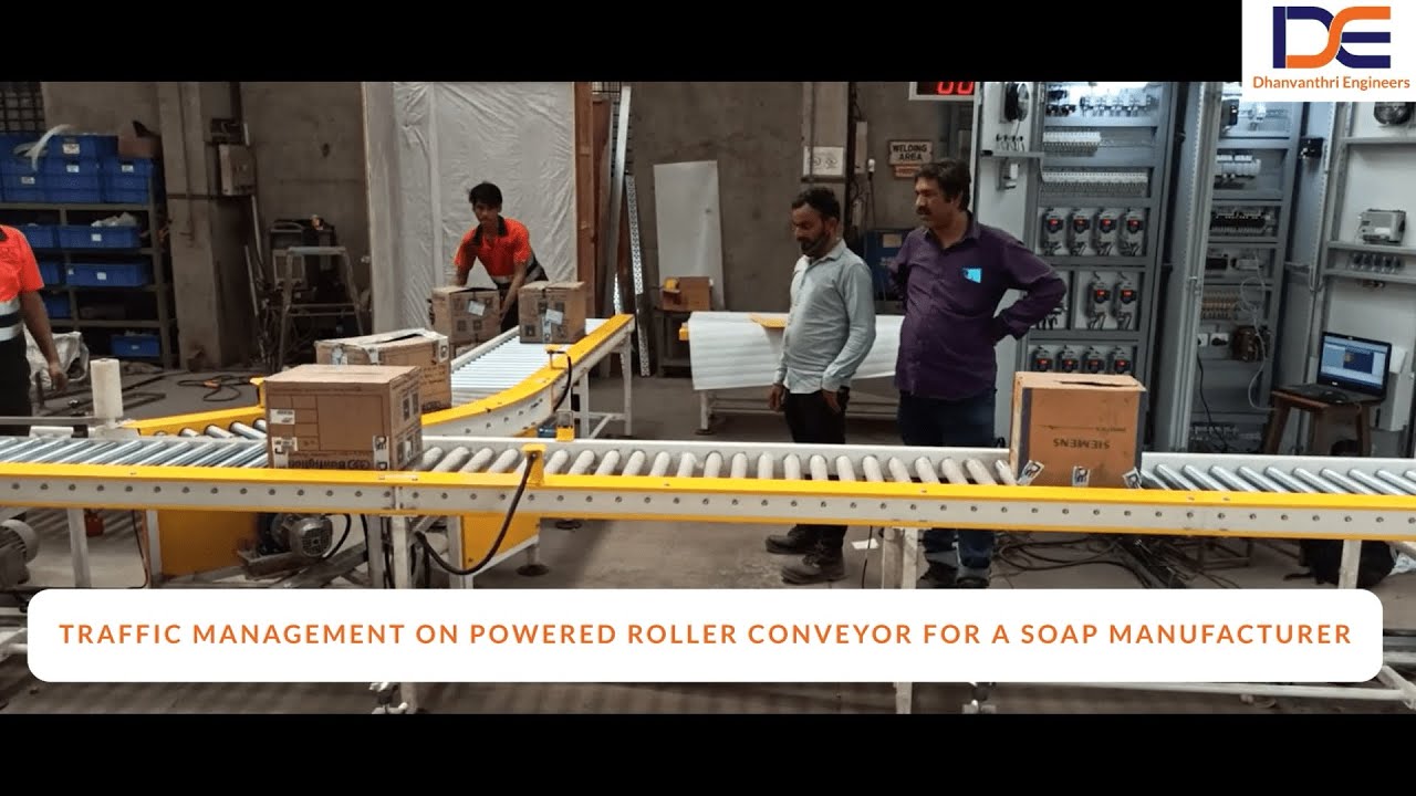 Traffic Management on Powered Roller Conveyor | Dhanvanthri Engineers Private Limited