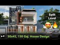 30x45 house design villa  split level  3d walkthrough  home decorating ideas  home tour