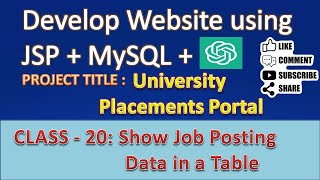 Class - 20: Display Job Postings in Table using JSP + MySQL | Company Job List View (Part 20)
