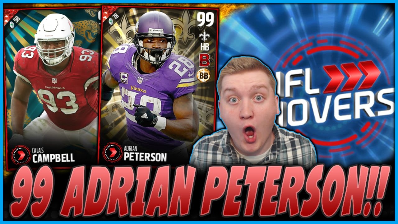99 OVR ADRIAN PETERSON! BEST HB IN MUT 17! | NFL MOVERS! | MUT 17 PACK OPENING