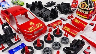 Dinosaur set fire to store! Robocar Poli! Make a Fire Chief Car with Model Assembly Kit! #DuDuPopTOY