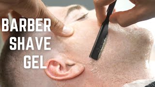 Straight Razor Face Shave Using Barber Shave Gel