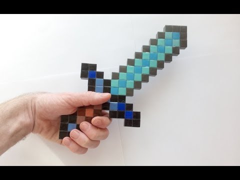 Крутой алмазный меч майнкрафт оригами (Алексей Жигулёв), Cool diamond sword minecraft origami