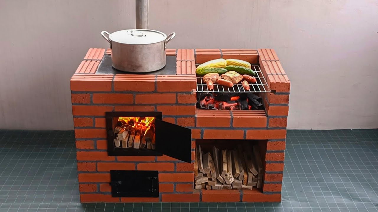 Make a new wood stove and oven - From red bricks and cement 