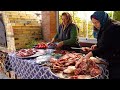 Authentic Family Recipes: Grandmothers Cooked Different kind of Kebabs on the Mangal.