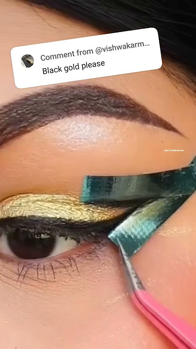 🖤🏆Black Golden eye makeup tutorial😍👌#softglamlook #eyemakeup #youtubefeed #shorts#viralvideo#yt#hack