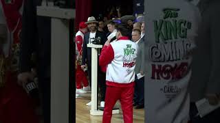 Canelo makes his weigh on stage to weigh in against John Ryder