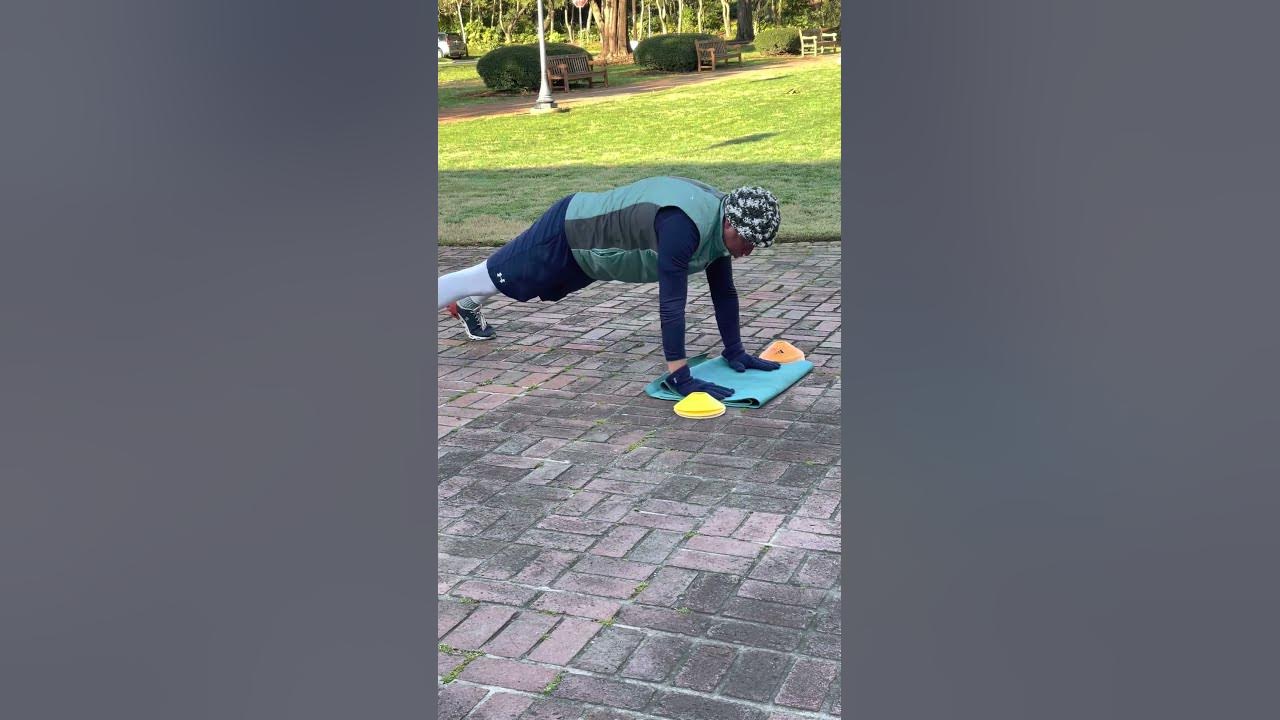 Pushup, Bird Dog, Move Cone Exercise Finish Stack Of Cones Both