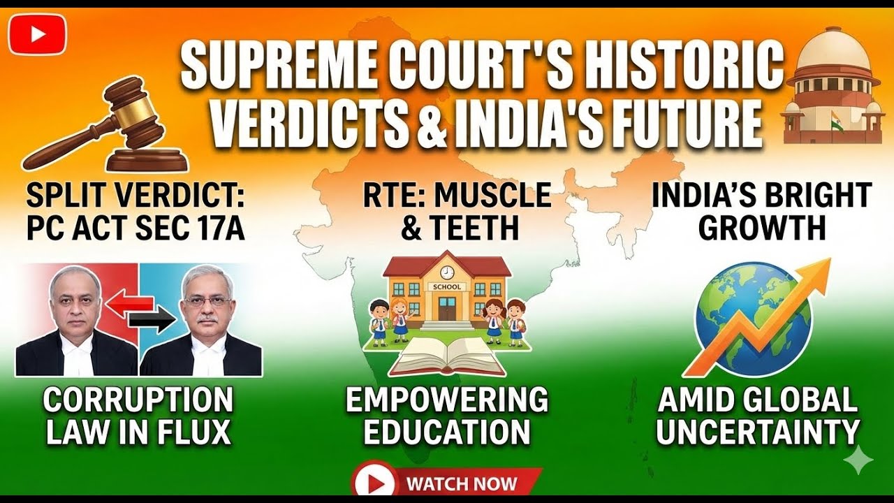 Будущее Индии: раскол в Верховном суде по статье 17A, усиление Закона о праве на образование и пр...