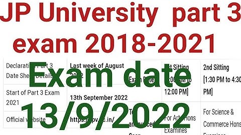JP University part 3 exam date 2022/JP University 2018-21 part 3 exam 2022/jpu Exam date part 3