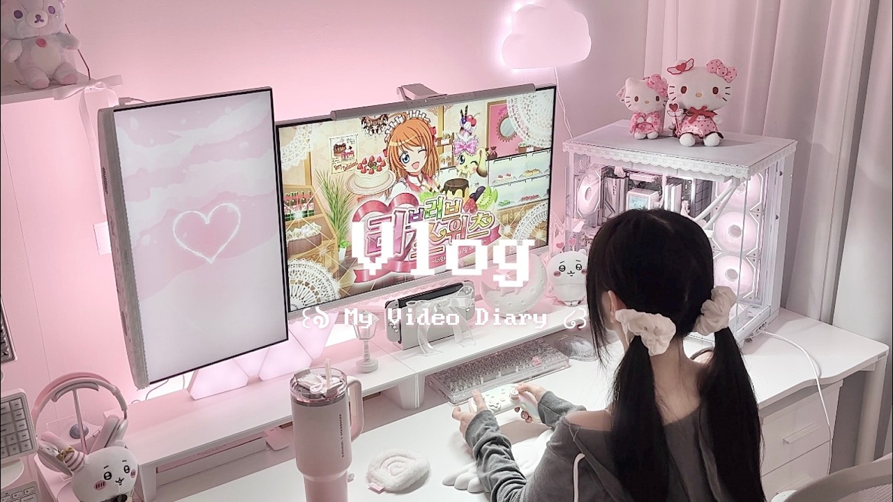 [SUB] ʚ Vlog ɞㅣ달달한 초코가 가득한 핑크빛 하루✧˚💝ㅣ키티•슈가슈가룬 초콜릿 만들기🍫ㅣ모니터스탠드 추천₊˚⊹ㅣ୨୧ 구독자이벤트 ୨୧