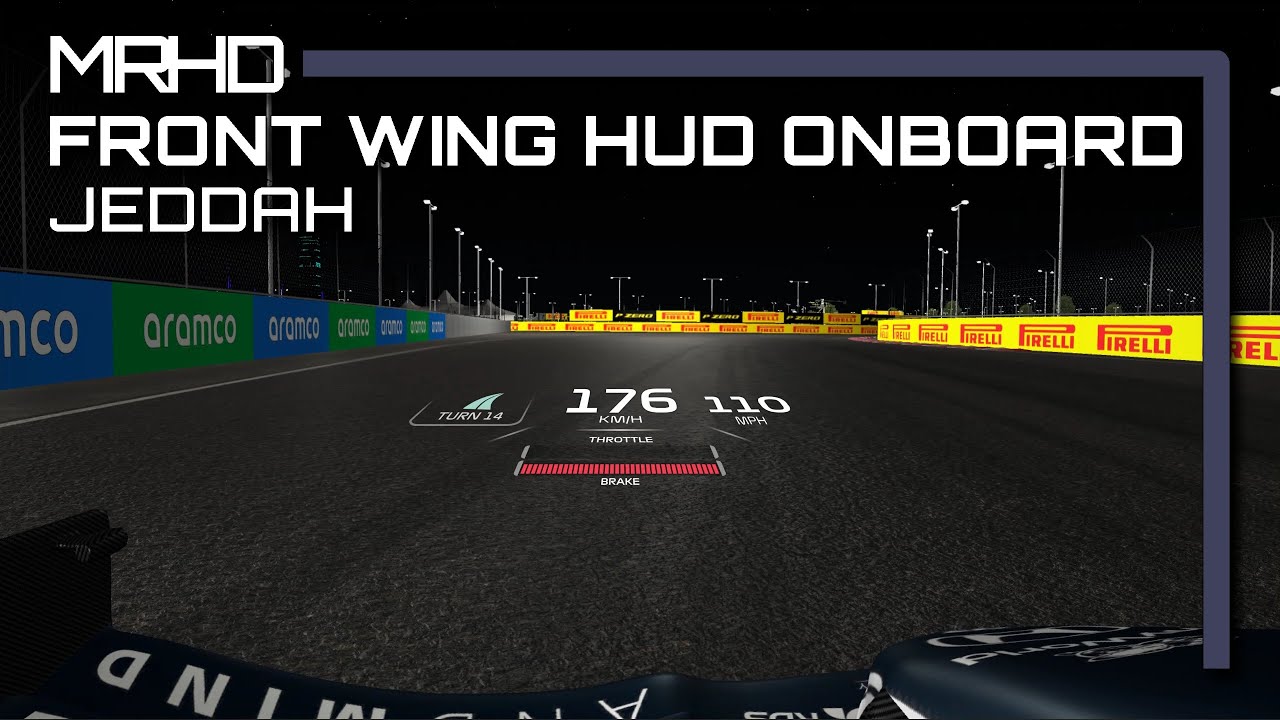 One lap around the Jeddah Circuit with the front wing HUD