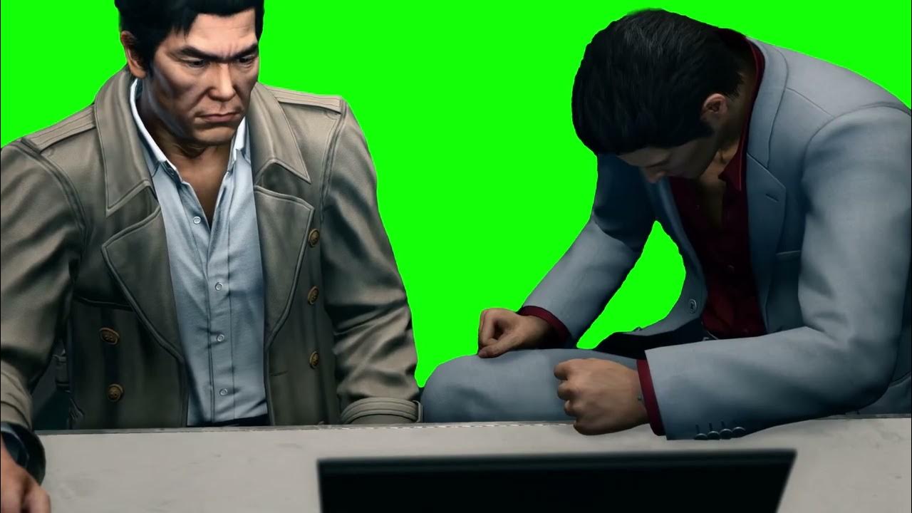 Yakuza Kiwami 2 Kiryu Slams Desk Meme Green Screen YouTube