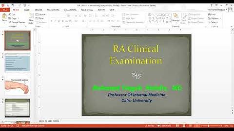 Clinical Examination in RA - Prof. Mohamed-Naguib Wifi