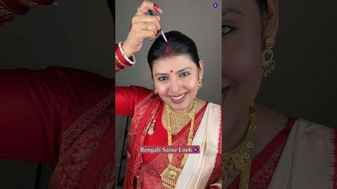 BENGOLI DURGA PUJA SAREE LOOK🧿| PRIYA JAISWAL 썸네일