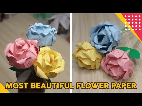 CARA MEMBUAT BUNGA MAWAR CANTIK DARI KERTAS - How to make rose flower fr...