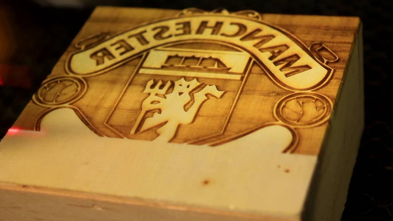 Laser Engraved Manchester United Wood Stamp by our 6040 100w Laser Cutter YouTube