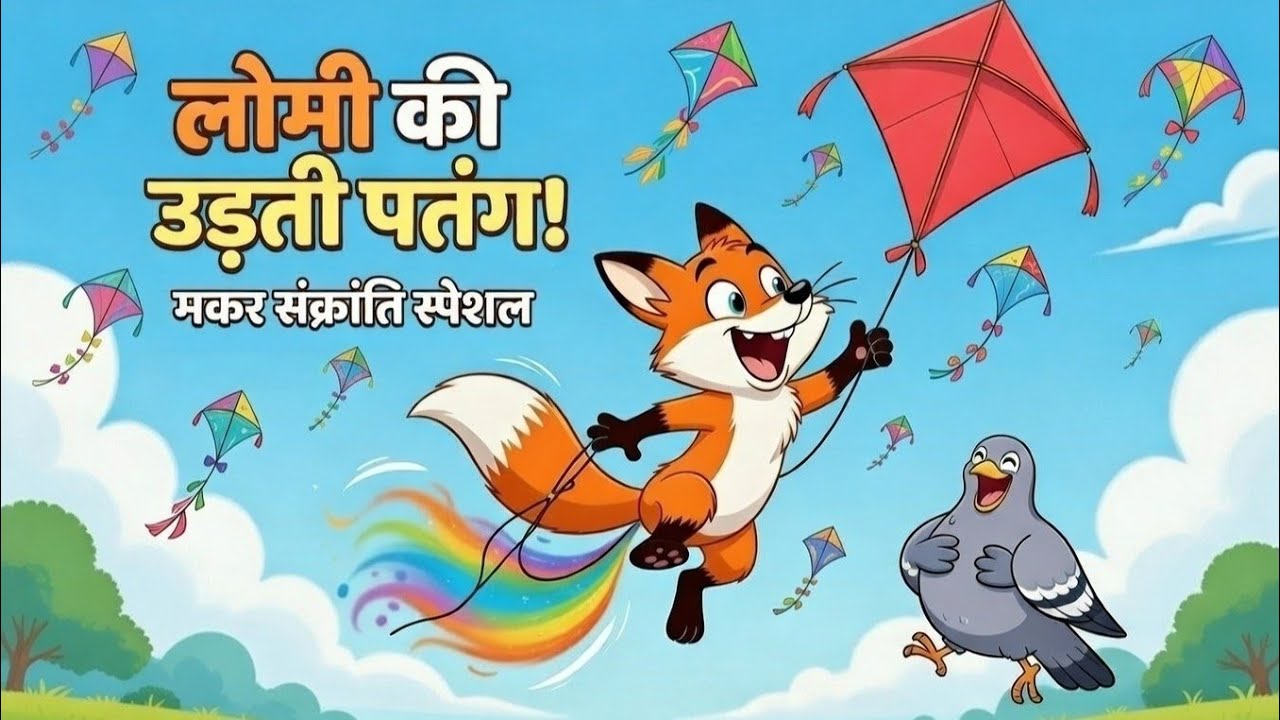 "शरारती लोमड़ी का जादुई पतंग!"🪁😅😂 cortoon story 
