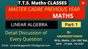 Master Cadre Maths / Linear algebra / Previous year / By Amandeep Singh / Pstet / DSSSB Tgt pgt