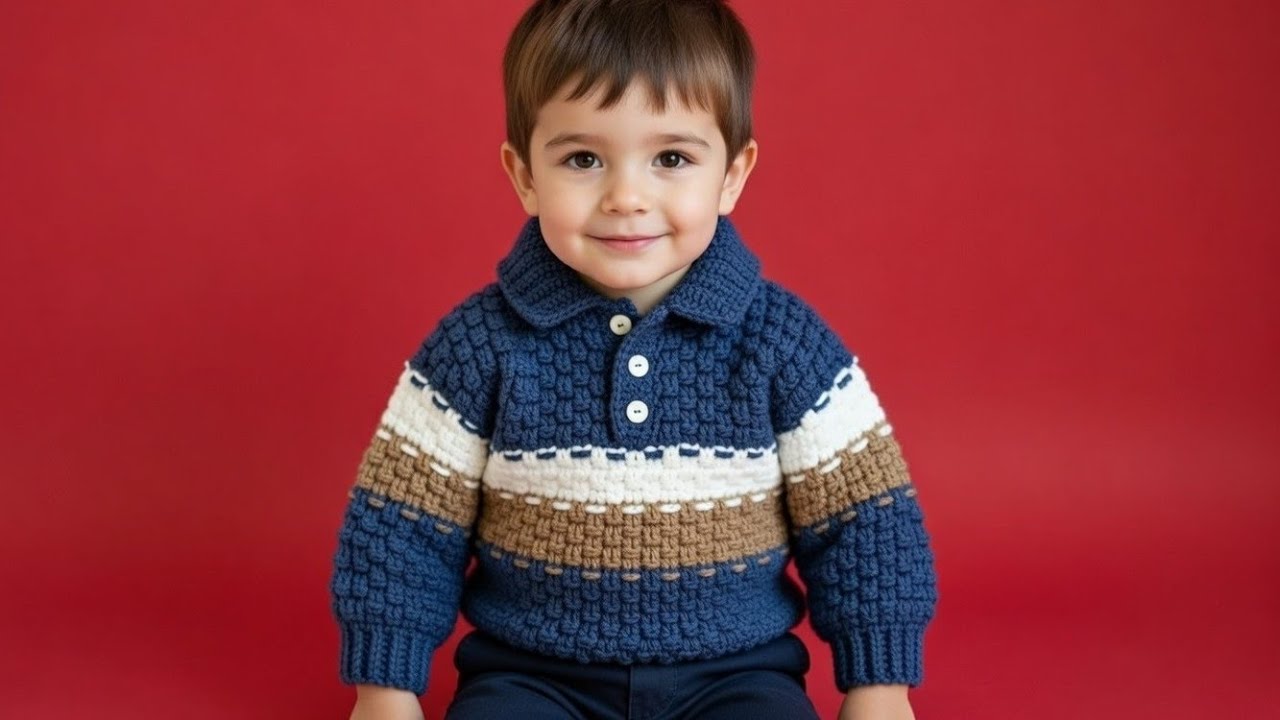 Зимний пуловер для мальчика крючком / Кофточка для мальчика крючком, с1, с таблицей всех размеров