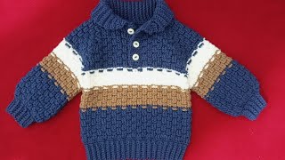 Crochet a winter jacket for boys, with a table of measurements / part1