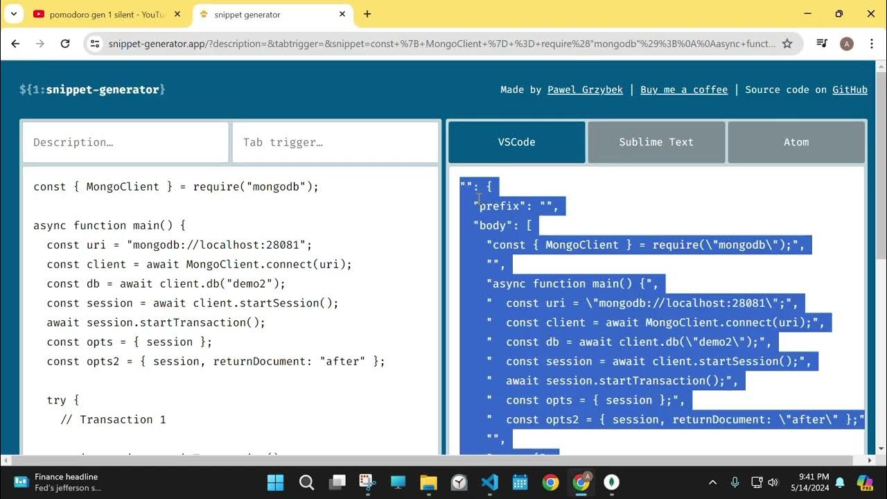 Snippet VSCode Code Faster - YouTube