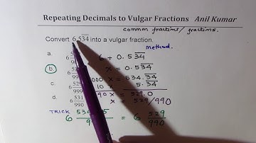 Convert Repeating Decimals to Vulgar Fractions in Seconds by Trick SSC SAT DSSSB | ACT