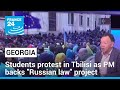Students protest in Tbilisi as Prime Minister backs &quot;Russian law&quot; project • FRANCE 24 English