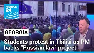 Students protest in Tbilisi as Prime Minister backs 'Russian law' project • FRANCE 24 English