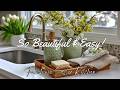 Stunning Farmhouse Easter Kitchen Decor | Easy DIY Ideas in Beige &amp; Sage Green