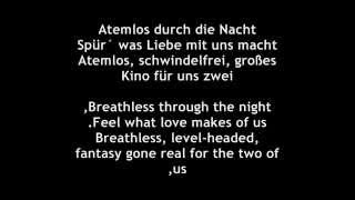 Video thumbnail of "Helena Fischer- Atemlos Lyrics+ english translations"