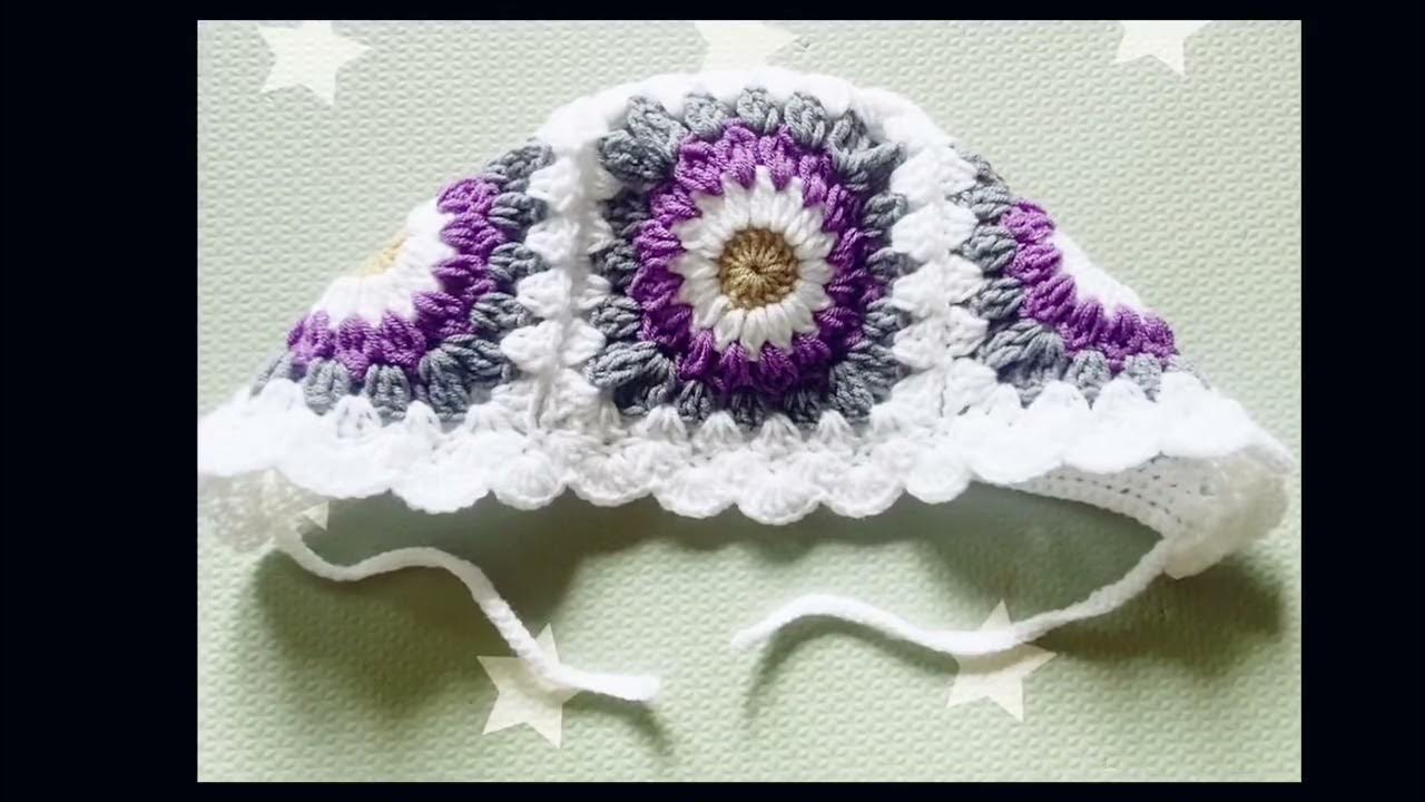 crochet-granny-square-baby-bonnet-crochet-crochetgrannysquare-youtube