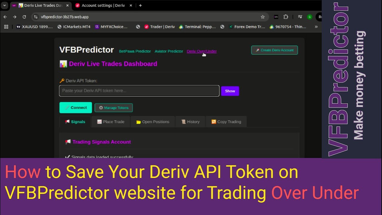 How To Save A Deriv API Token and Connect : Trading Deriv Over Under in ...