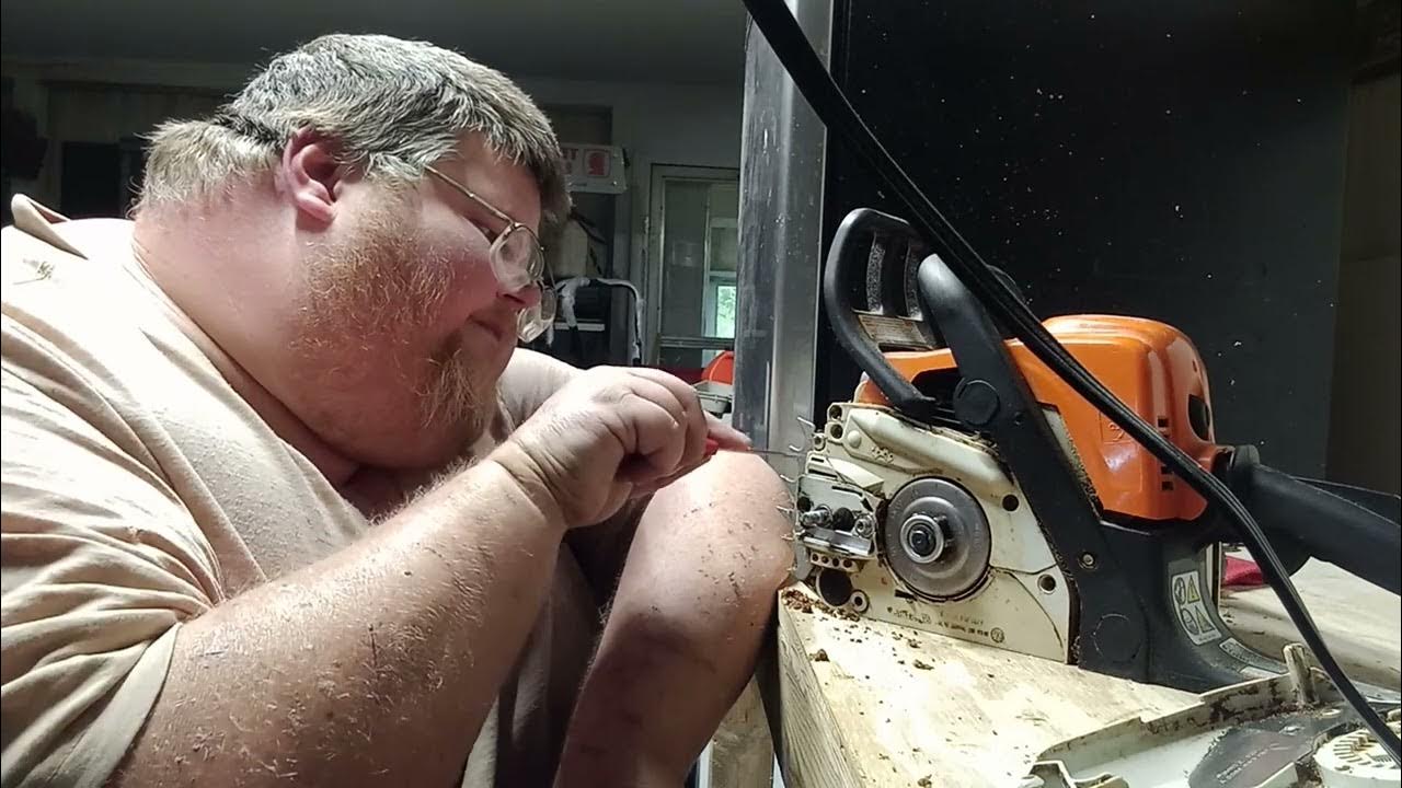Replacing bar and chain on Stihl MS180 C YouTube