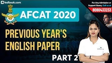 English Questions from AFCAT Previous Year Question Paper with Solutions | Part 2 | AFCAT 2020 Class