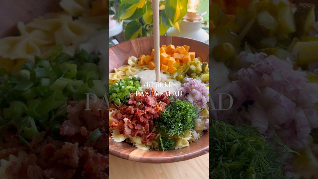 dill pickle pasta salad 🥒 recipe is on my blog kennascooks.com 