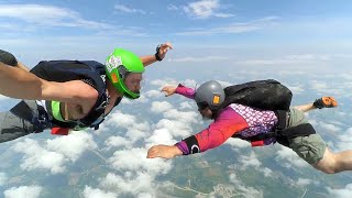 Skydiving camera practice - how close can you get to 2 skydivers in freefall?