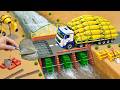 DIY Mini Tractor Builds a Heavy Load Brick Bridge with 3 Water Wheels | Science Project